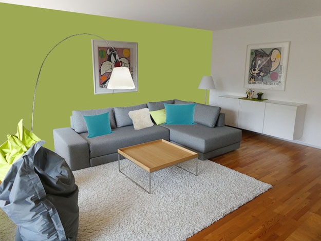 Wohnzimmer Wand Grün